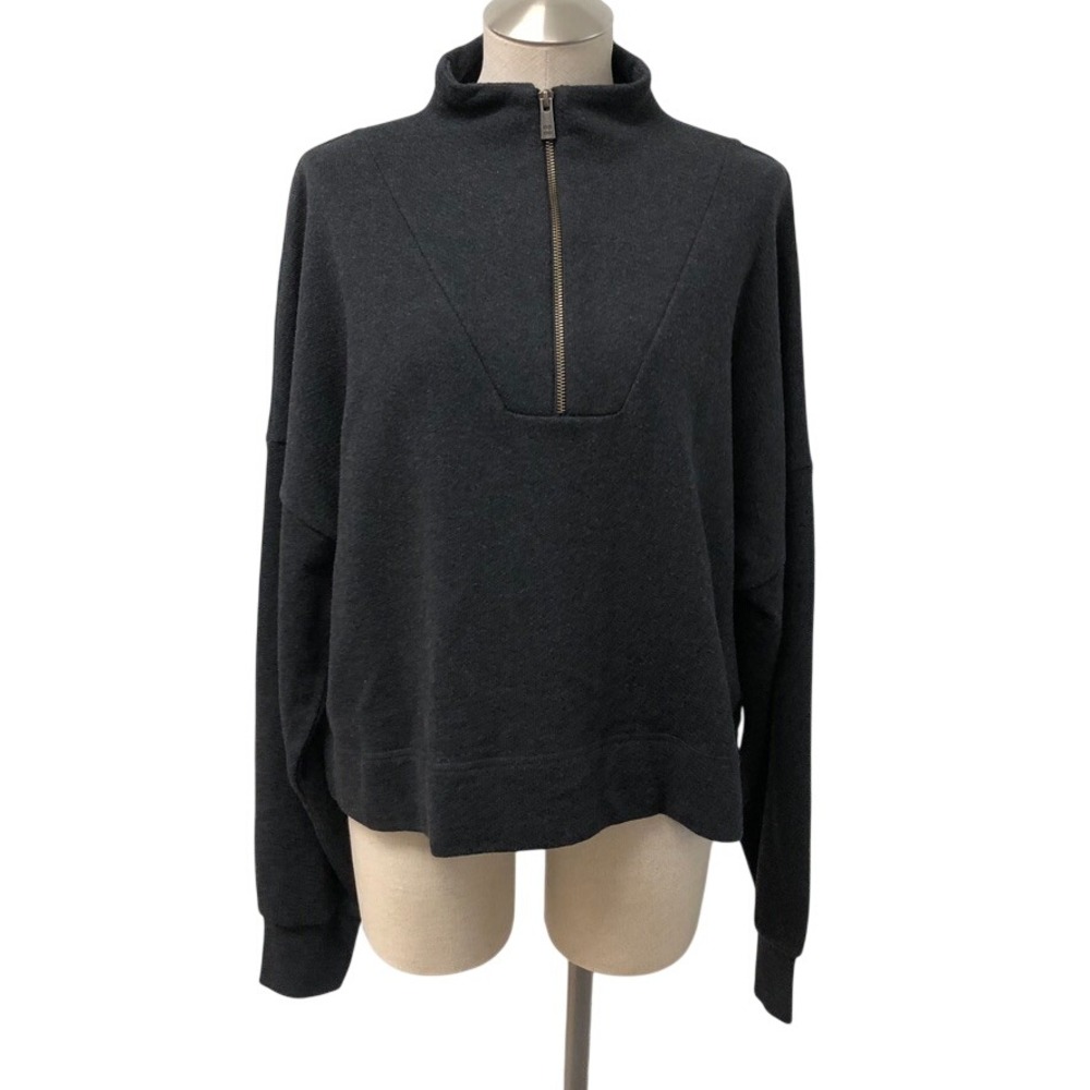 Sweaty Betty Nestle Up Half Zip Sweatshirt Womens XL Black Organic Cotton NEW